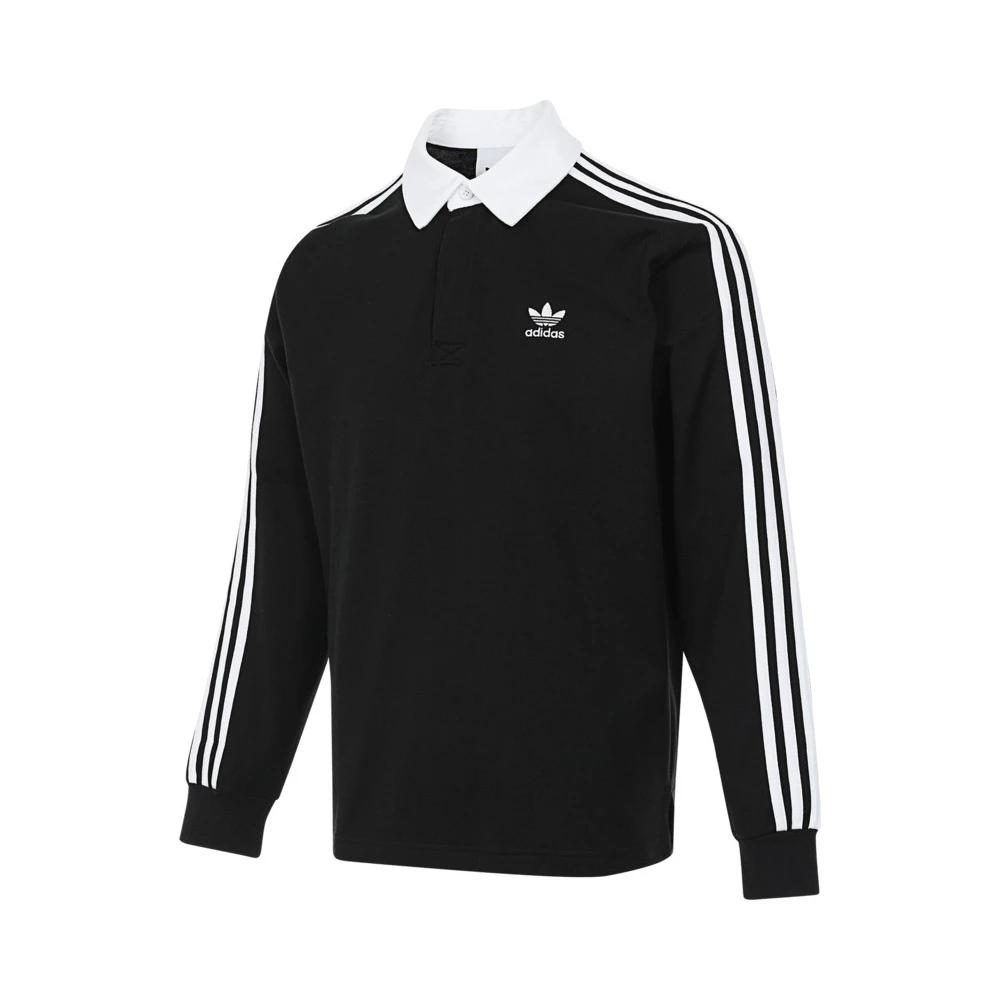 adidas/阿迪达斯POLO 黑色休闲舒适运动三条纹针织长袖IZ4806