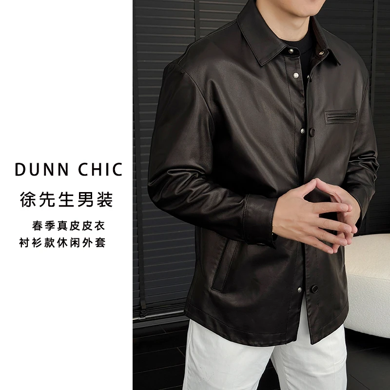 徐先生出品春季超薄山羊皮衬衫版宽松上衣2501【杜恩】