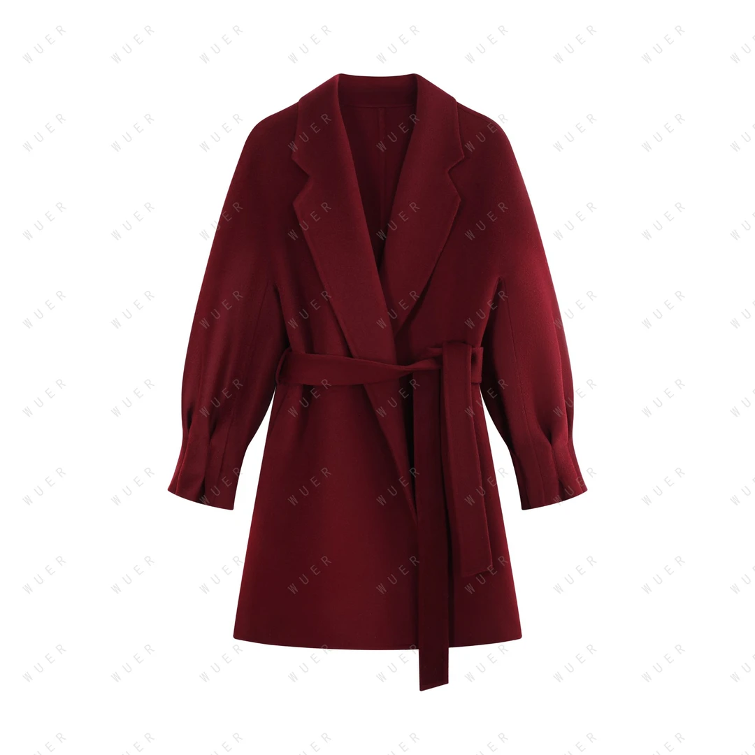 【五儿WUER】258212冬季秋冬西装领长款保暖毛呢外套百搭设计师