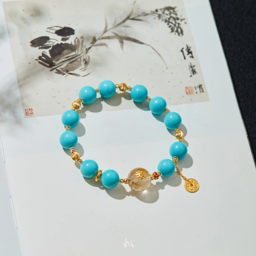 L【念卿】·似梓珠宝· 18K绿松圆珠单圈手串 XYGD308283-A