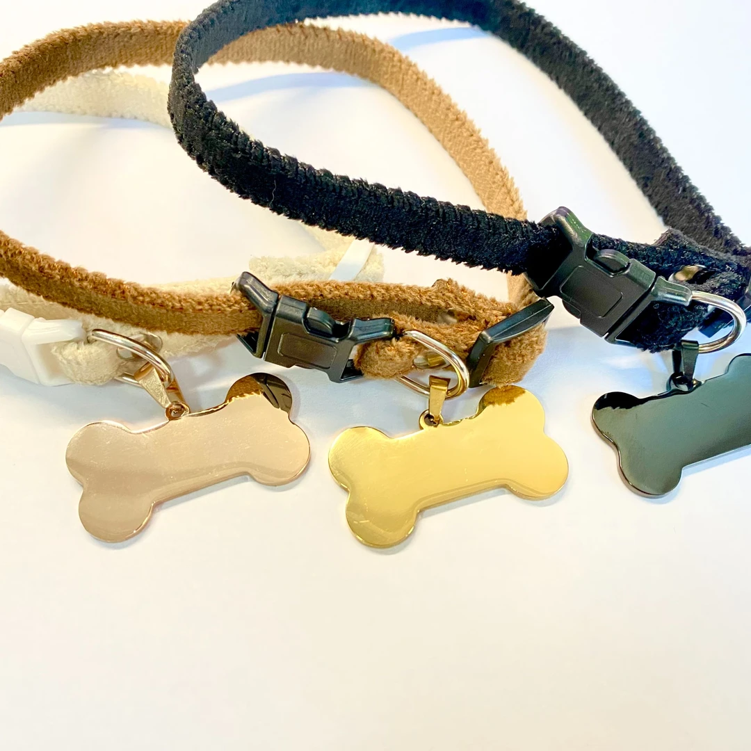 宠物项圈个性刻字狗牌高颜值不锈钢狗牌项圈中小型狗狗防丢定制