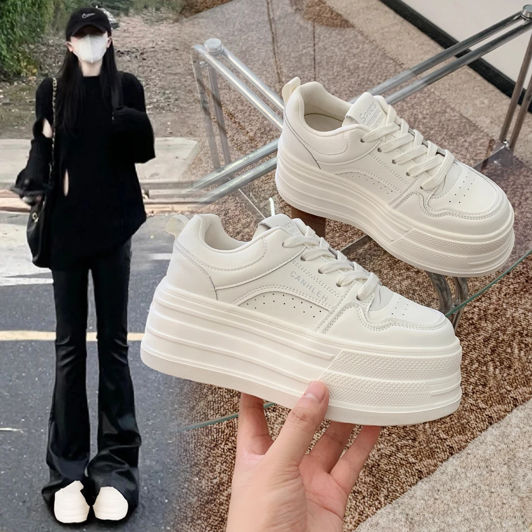 6CM厚底小个子增高小白鞋女ins潮2025夏季新款透气百搭休闲运动鞋