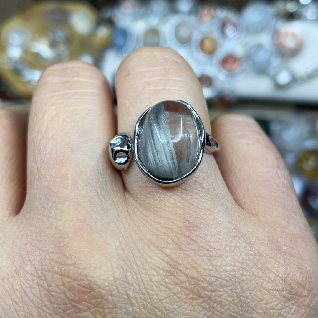 【闪购商品】银S925镶嵌珠宝半成品水晶戒指