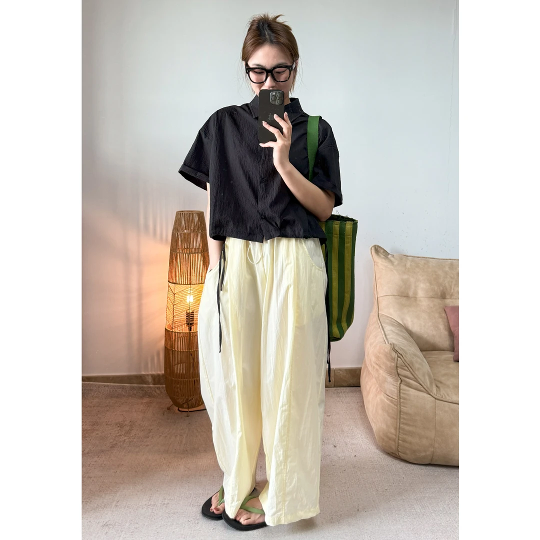 ZhaoSanJin【5.11】2025年夏季新款肌理抽绳纸片人衬衫 SJC5013