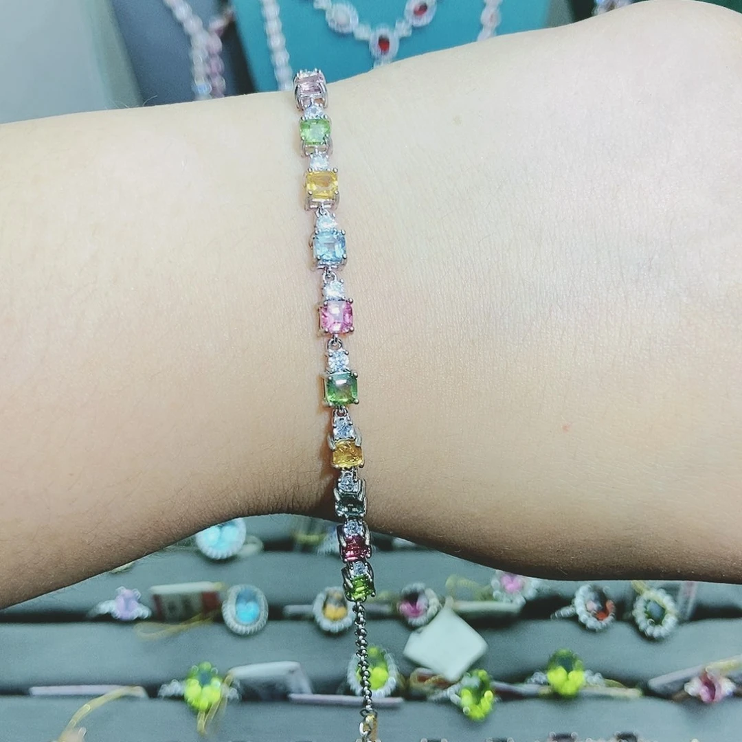 【闪购商品】银S925镶嵌手链碧玺