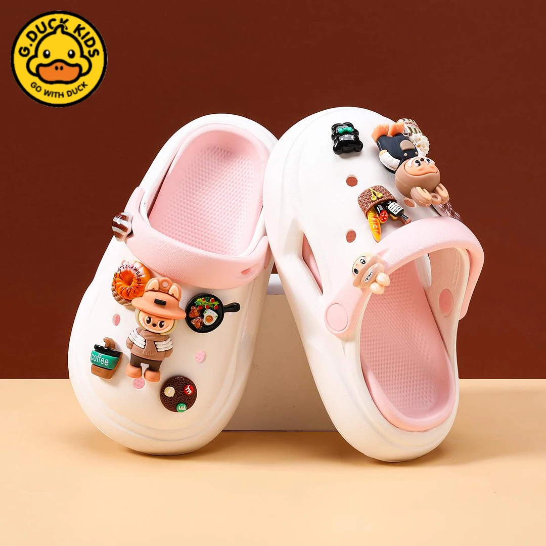 小黄鸭拉布布儿童洞洞鞋女童拖鞋2025新款夏季防滑软底男童沙滩鞋