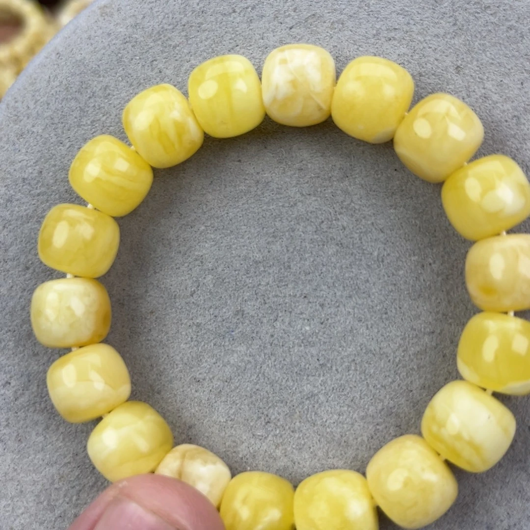 ****蜜蜡未镶嵌手串纯天然俄料白花