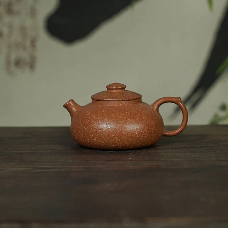 砂盛元【笠翁】 原矿老宕口8目黄降坡 110cc 手工制作内推孔 紫砂壶