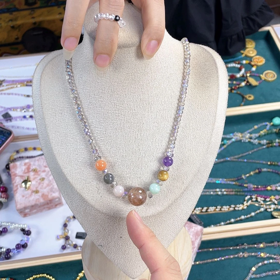 水晶手链银S925镀金镶嵌