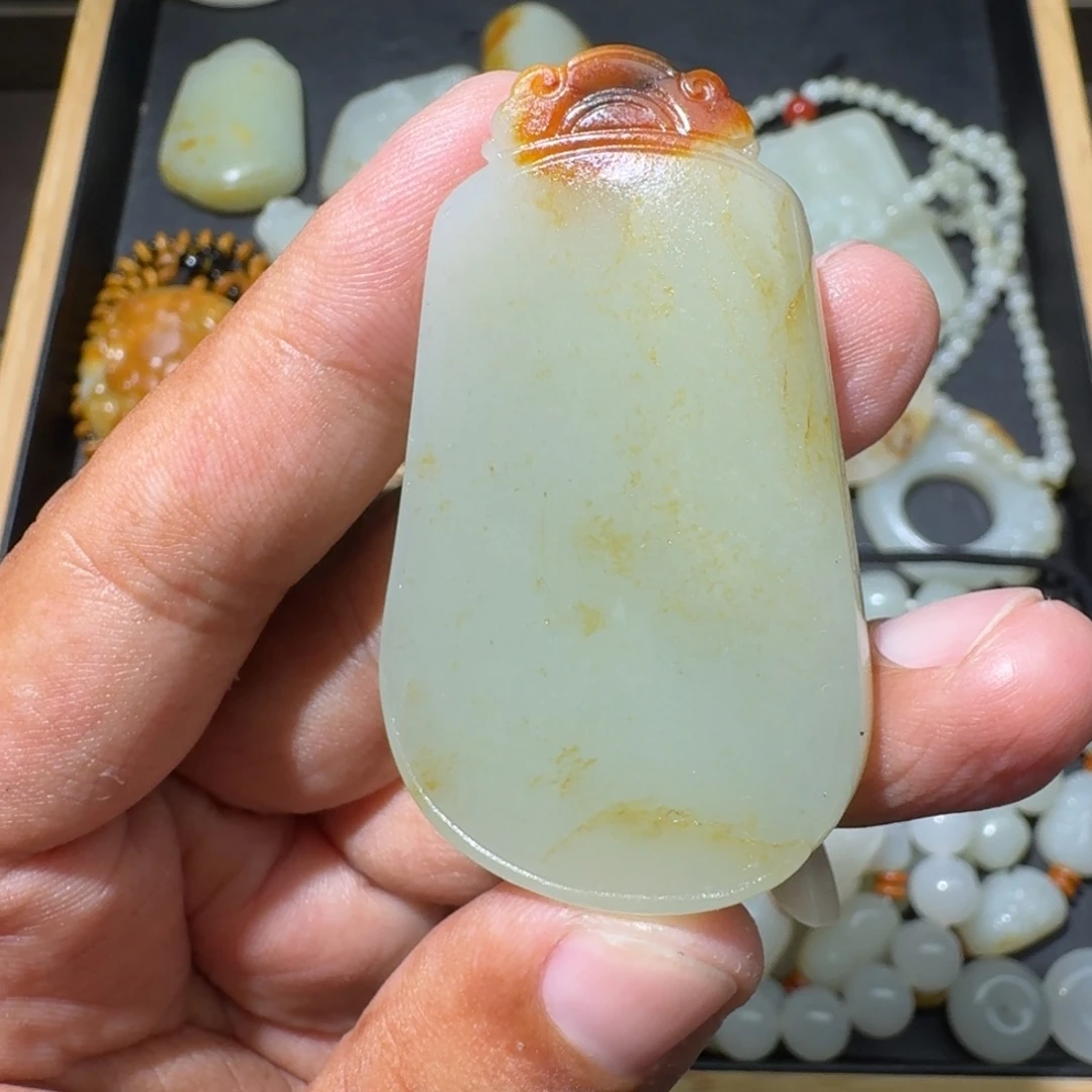 和田玉银S925镶嵌吊坠(不含链)