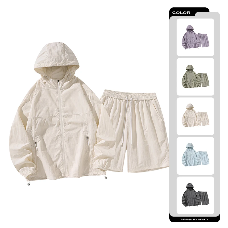 夏季男女同款防晒服UPF50+透气短套装户外休闲运动防紫外线登山