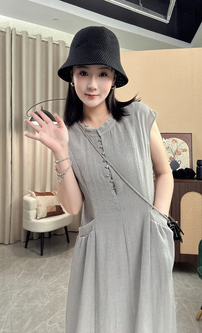 高端设计感修身显瘦气质连衣裙女夏季新款小个子流苏毛边长裙