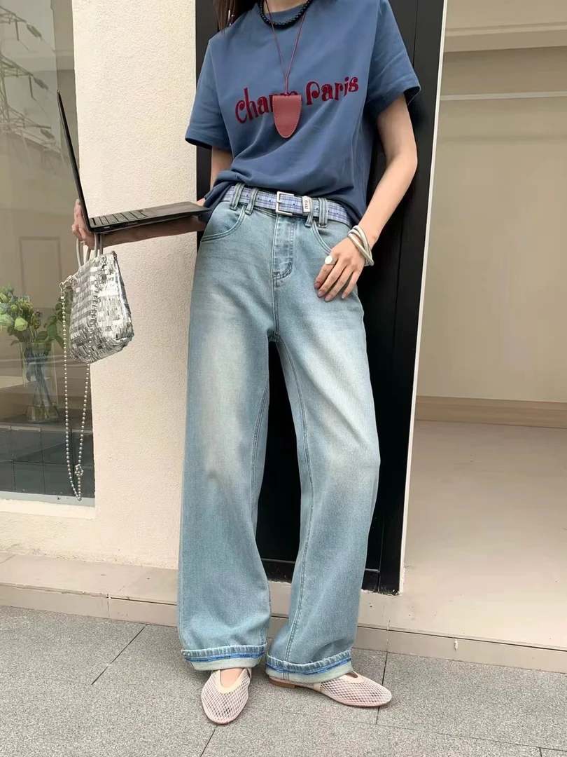 伊伊.正品欧货新款小春219GX牛仔窄版直筒裤高个子牛仔裤