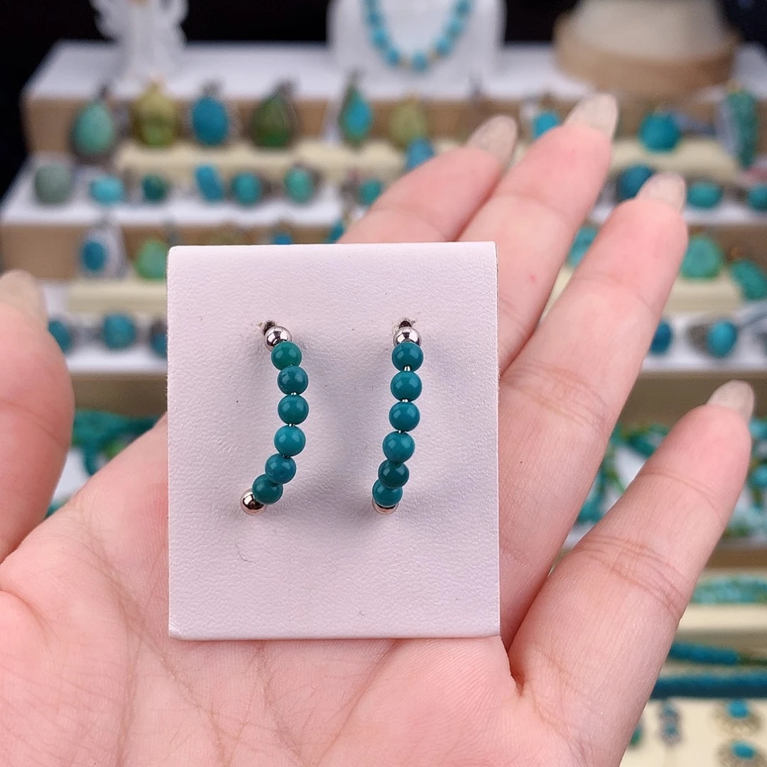 C***金绿松石未镶嵌耳饰