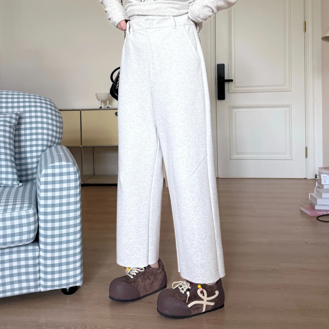 晶咕软软【空气棉感裤】休闲设计感显瘦纯色百搭休闲风锥形阔腿裤