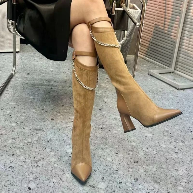 断码欧洲站秋冬季高跟鞋细跟大码女女鞋磨砂绒面马玛恨天高高跟鞋