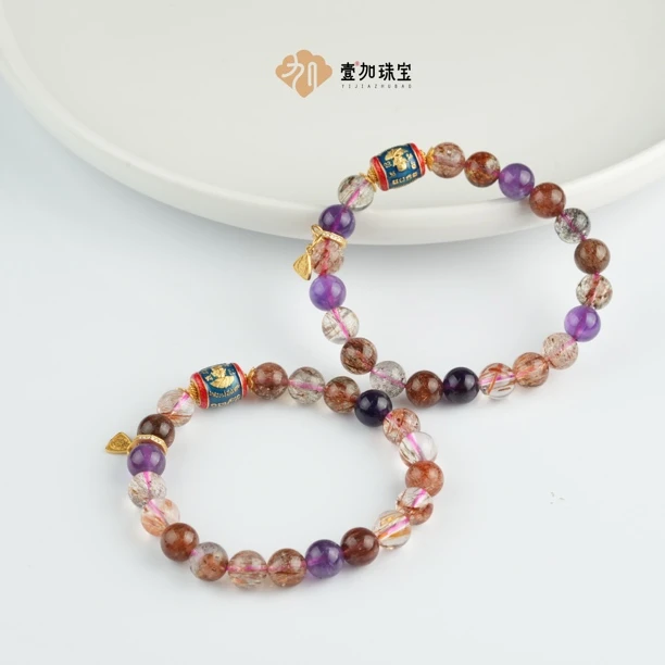 壹加田田｜手工设计黑金超 瑞Y水晶多宝手串多样性发一7173N