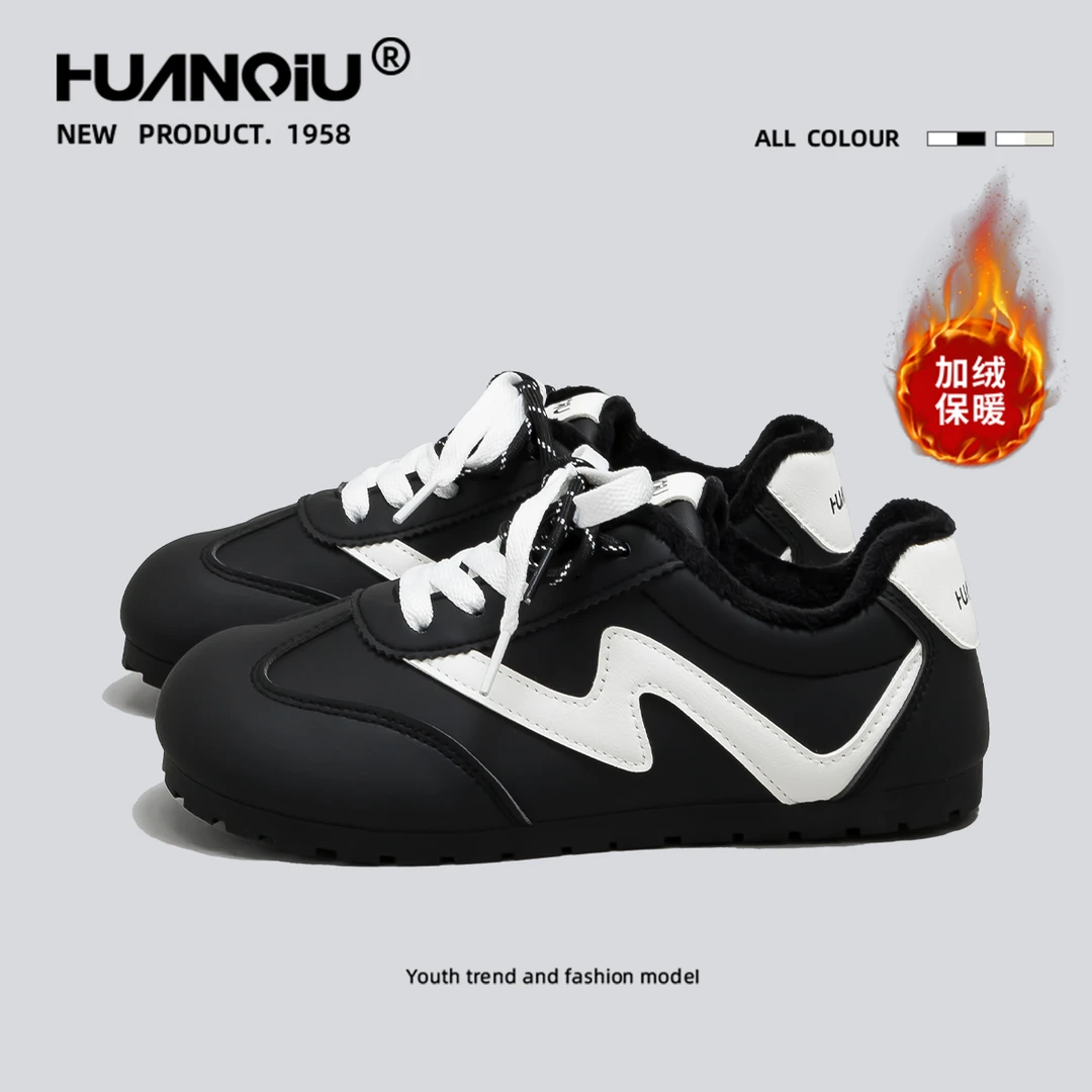 环球潮酷闪电加绒加厚百搭德训鞋女2025冬爆款保暖棉鞋M-HC299-1