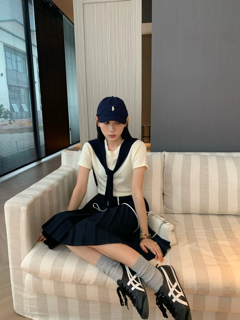 70不是七十【英区留子】夏季韩版气质短袖毛织+披肩两件套