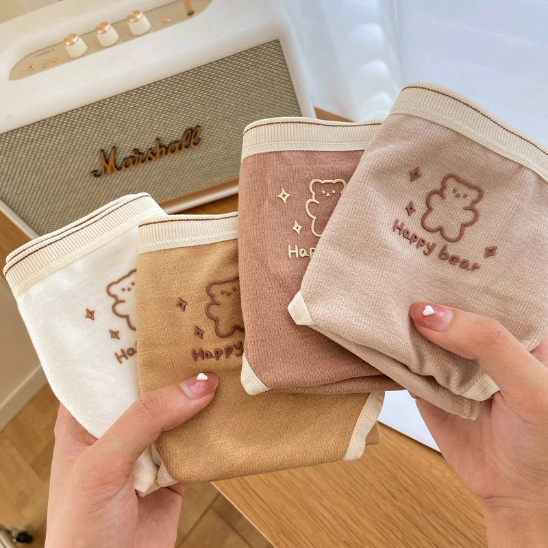 日式猫平角裤中腰印花女三角内裤内裤日系卡通时尚女生