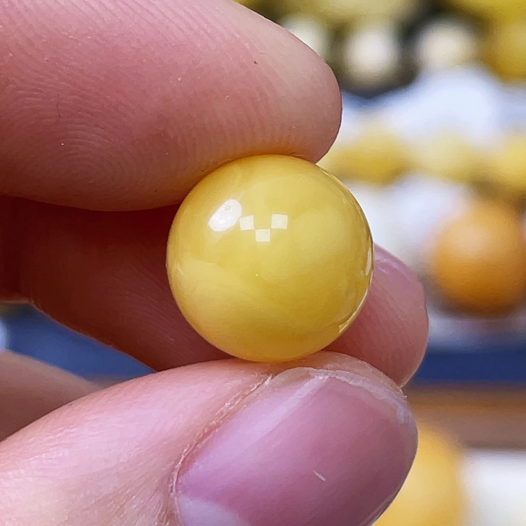 蜜蜡未镶嵌珠宝奇石10.9mm黄白浓蜡飘花
