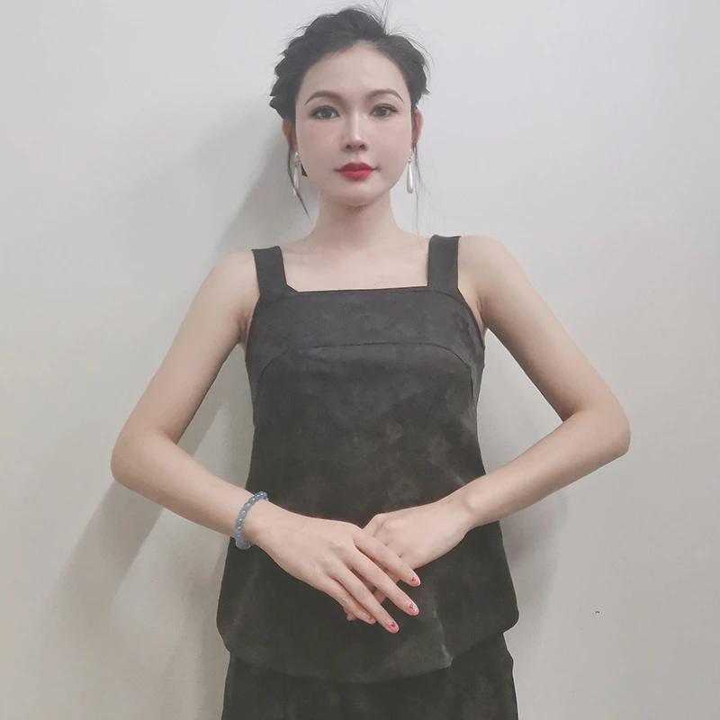 清凉华族经典【南乔】日常百搭桑蚕丝吊带背心上衣时尚