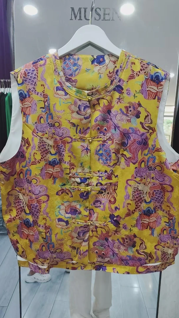 109黄色花无袖马甲
