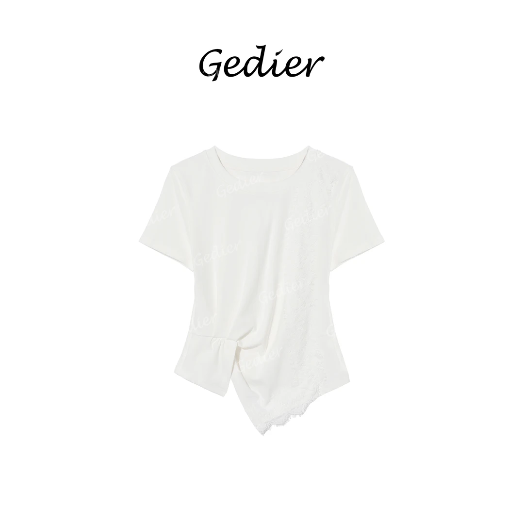 【歌蒂尔】2025年女士夏季时尚蕾丝装饰T恤 TG520278Y