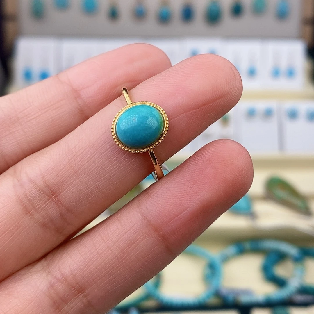 绿松石银S925镶嵌戒指