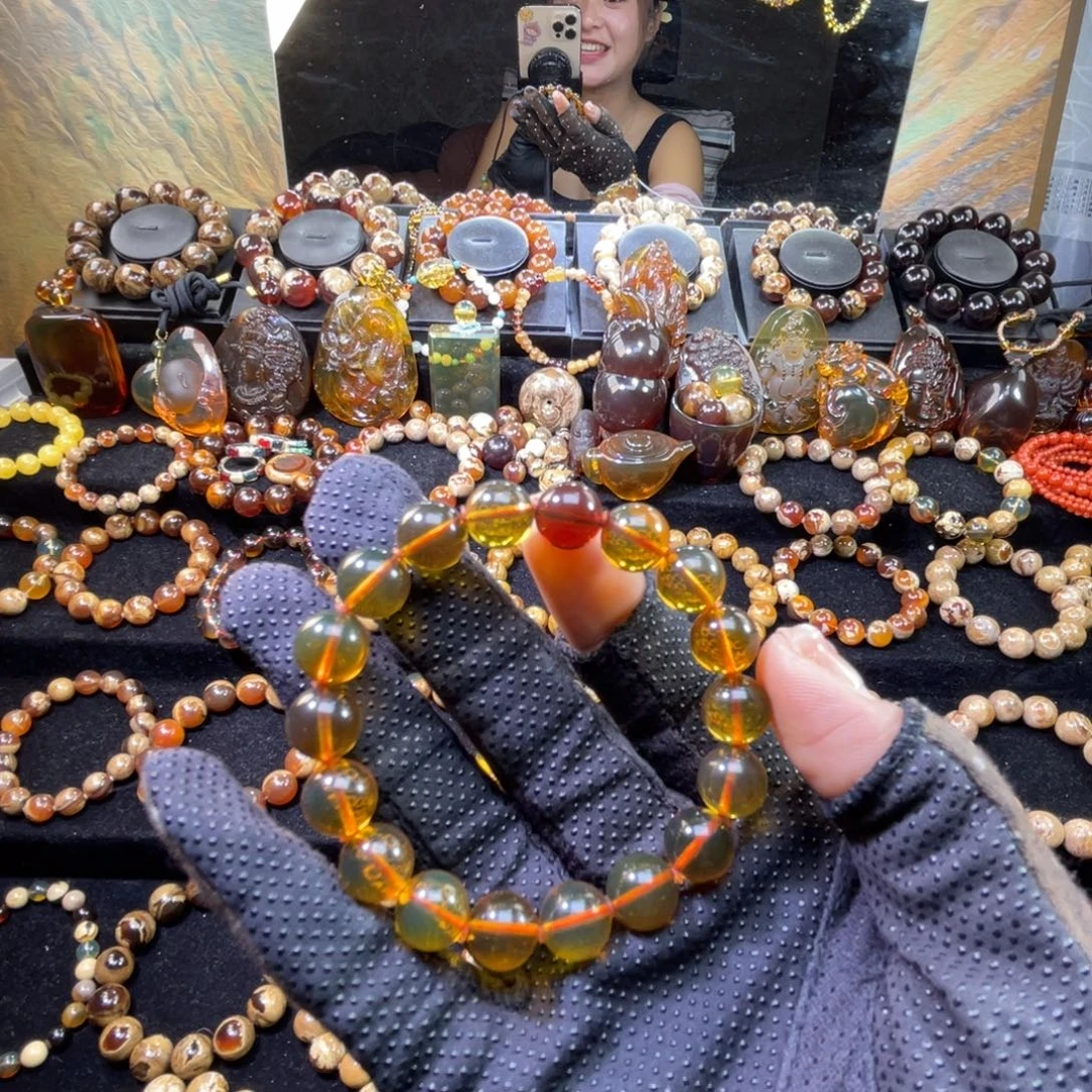 琥珀未镶嵌手串红茶手串10