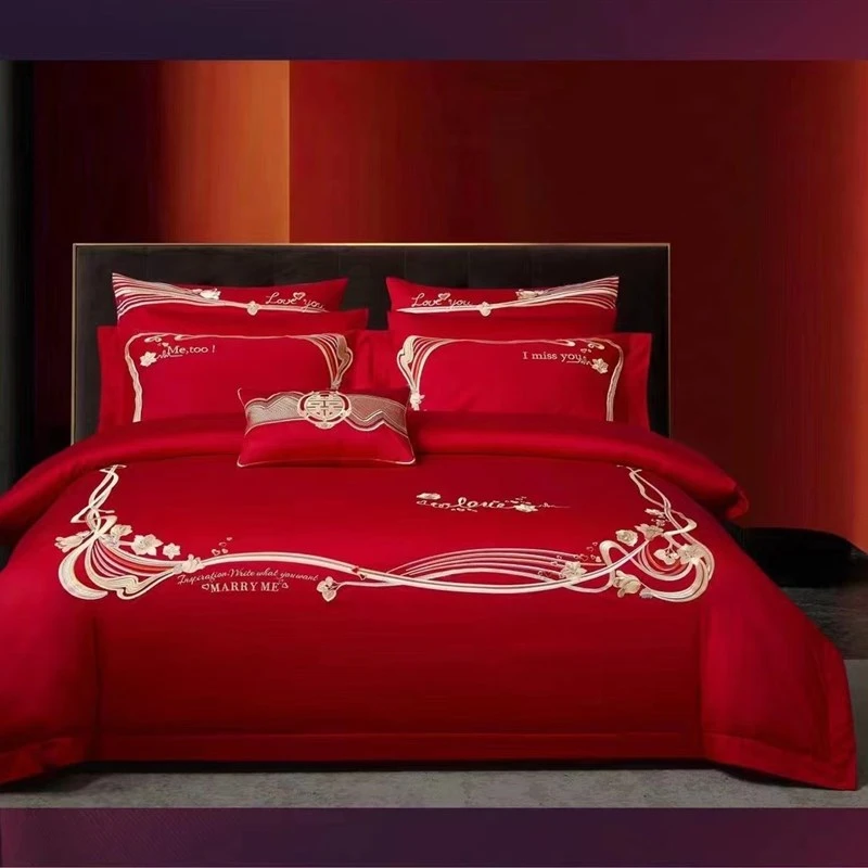 金鹭宝金鹭宝家纺六件套喜系列·长久 100S 新疆长绒棉婚庆六件套