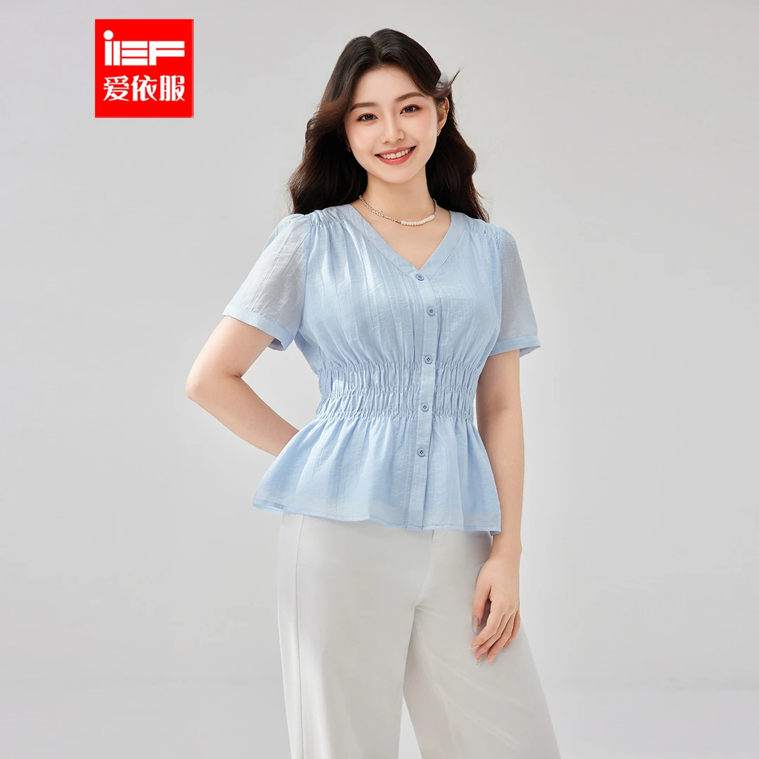 IEF/爱依服【微胖】大码女装2025夏季新款通勤气质裙上衣流光风