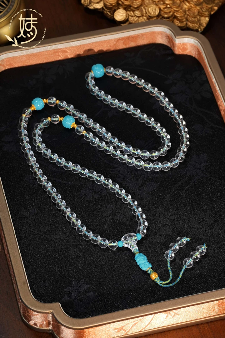 【婧婧精选】典藏高定 · 18K金原矿绿松龙女水晶DIY108项链 水晶108