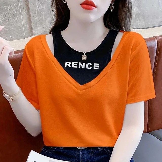 假两件短袖t恤女夏季2025年新款爆款时尚洋气时髦高级感上衣夏款