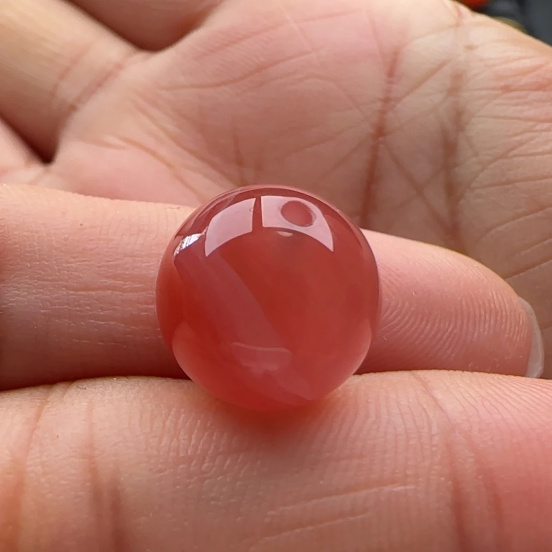 未镶嵌圆珠13.4蚕丝纹南红玛瑙