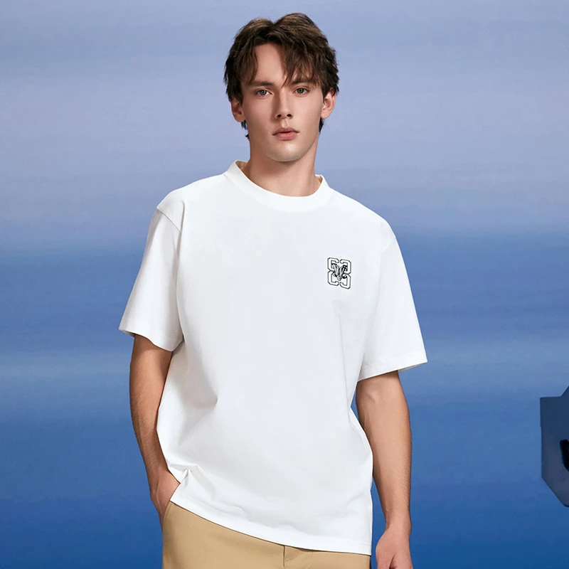 VJC/威杰思2025秋季新款男装时尚休闲百搭针织T恤衫轻奢B24CA1012