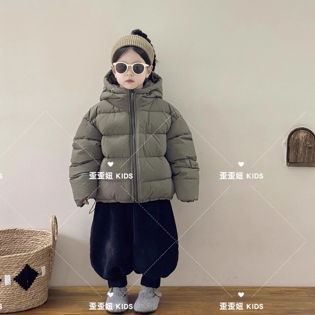 【歪歪妞童装】8939儿童连帽加厚短款棉服女冬面包服拉链保暖外套
