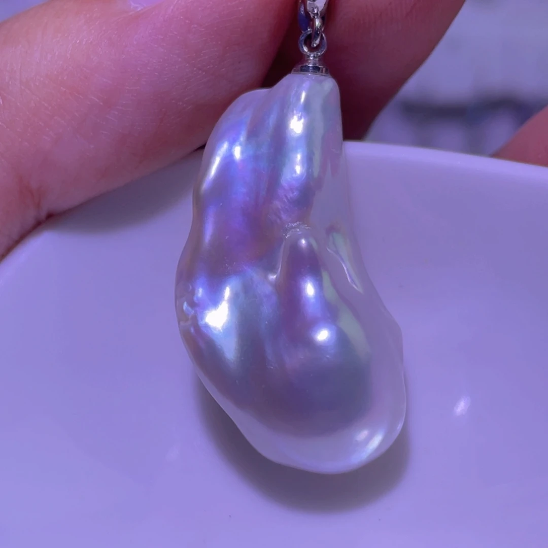 天然淡水珍珠吊坠银S925镶嵌淡水珍珠