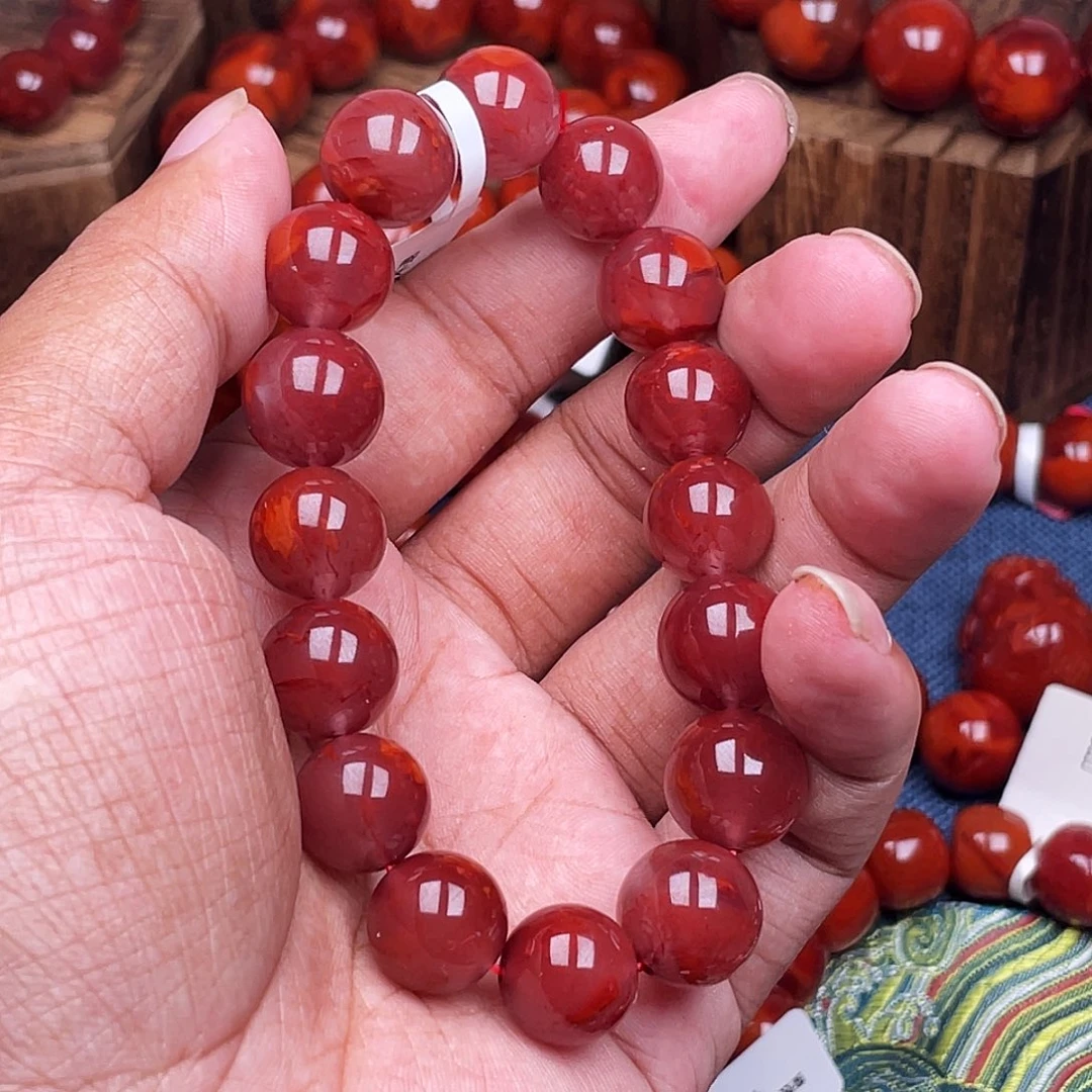 南红玛瑙未镶嵌手链南红瓦西卡13玫红