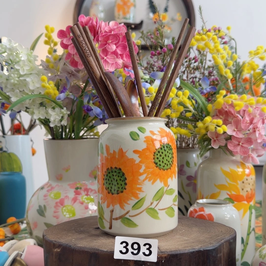 摆件景德镇陶瓷手绘小花瓶摆件无孔