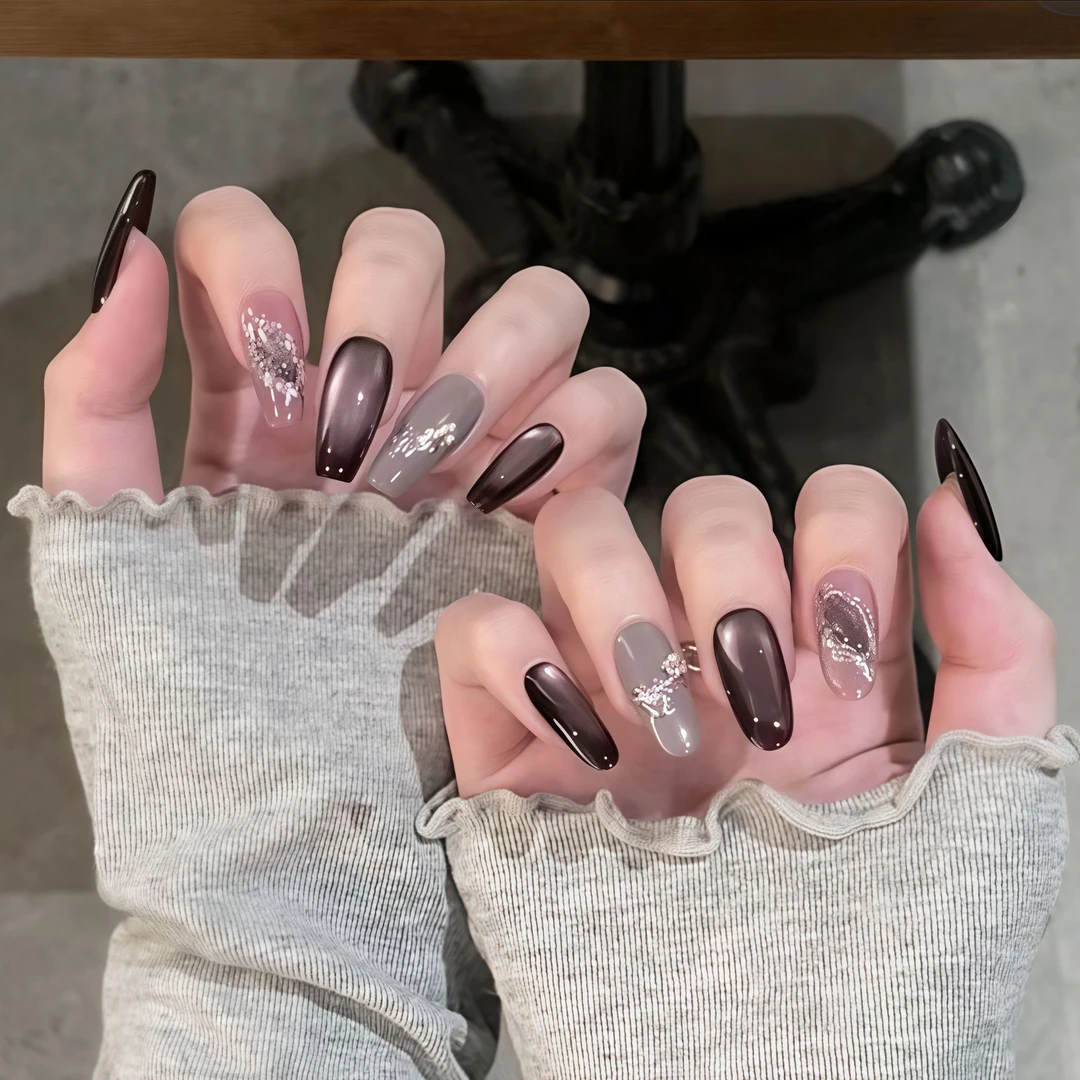 【夜色】嘻嘻甜酷韩系ins辣妹手工美甲贴片可拆彩色穿戴甲