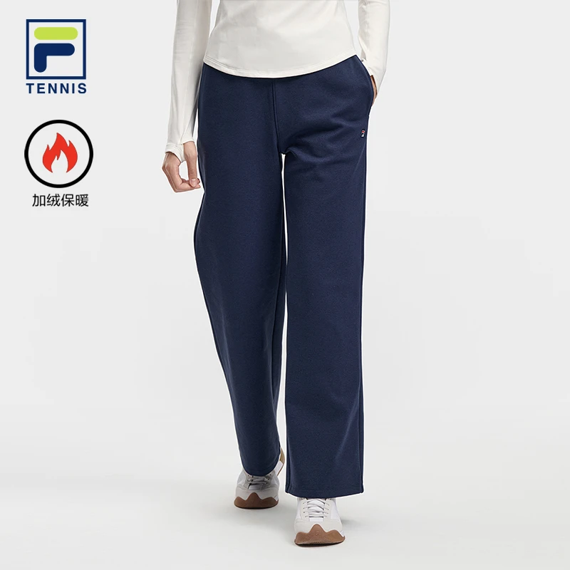 【加绒保暖】 Fila斐乐女冬宽松舒适运动裤百搭休闲长裤A11W613605F