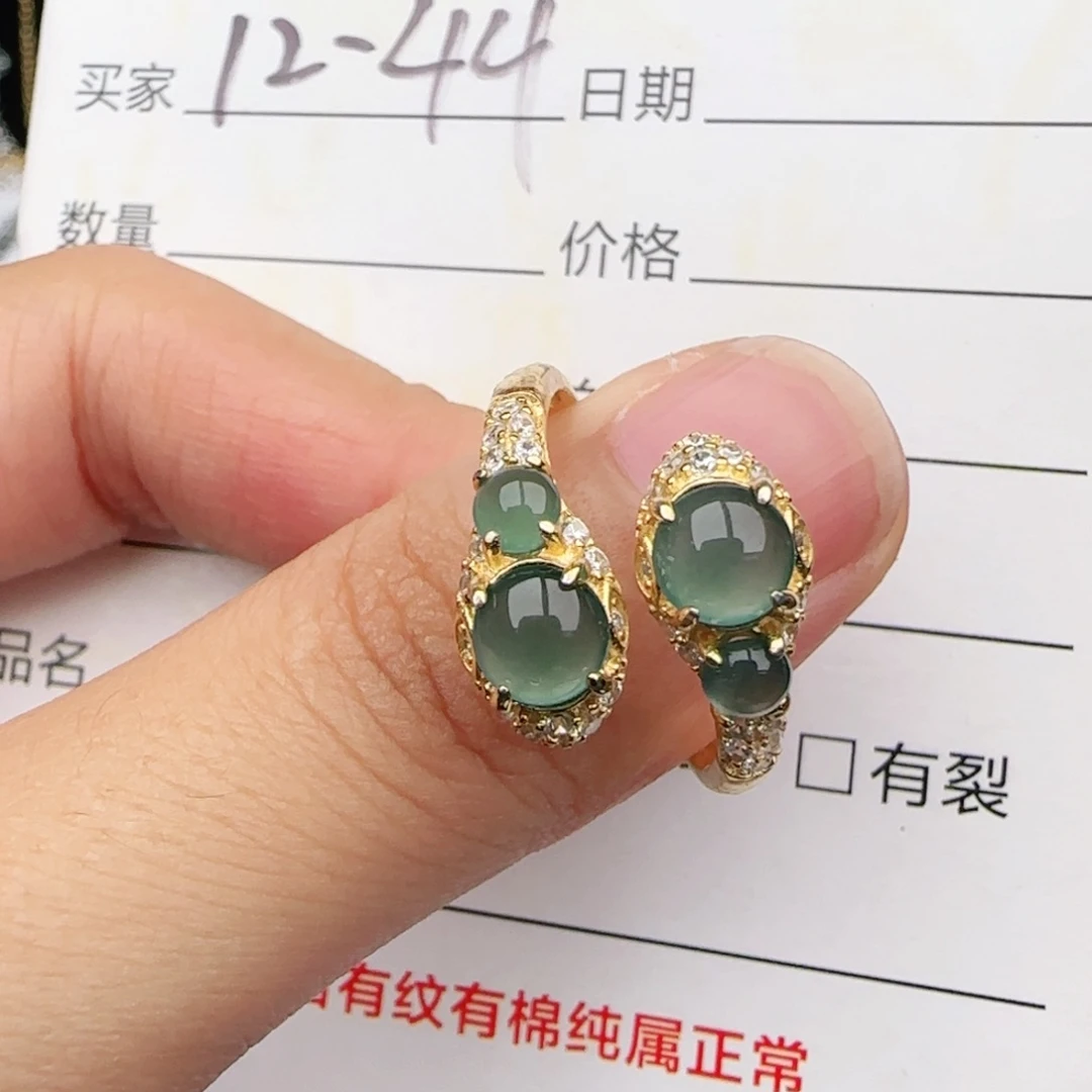 翡翠戒指银S925镶嵌宁**运戒指