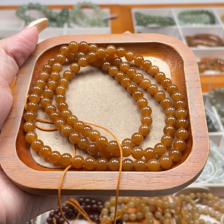 和田玉未镶嵌珠串6mm六***#