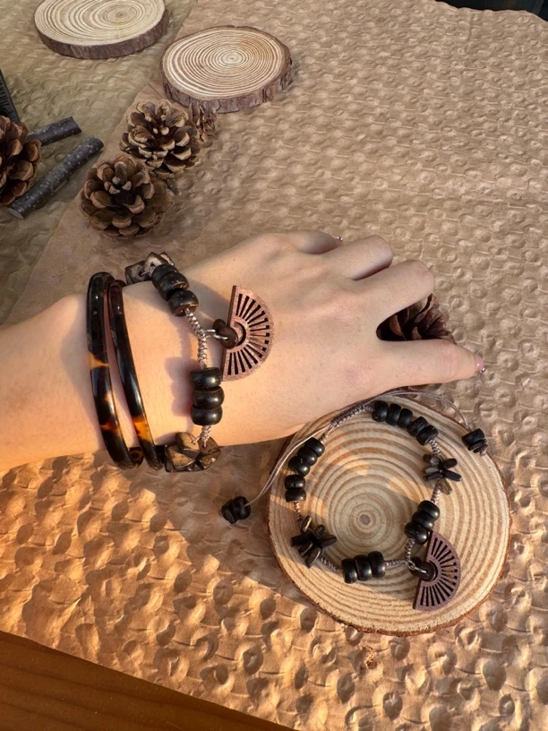 海南三亚伴手礼天然椰壳原创手工编织手链国风复古别致纪念品礼物