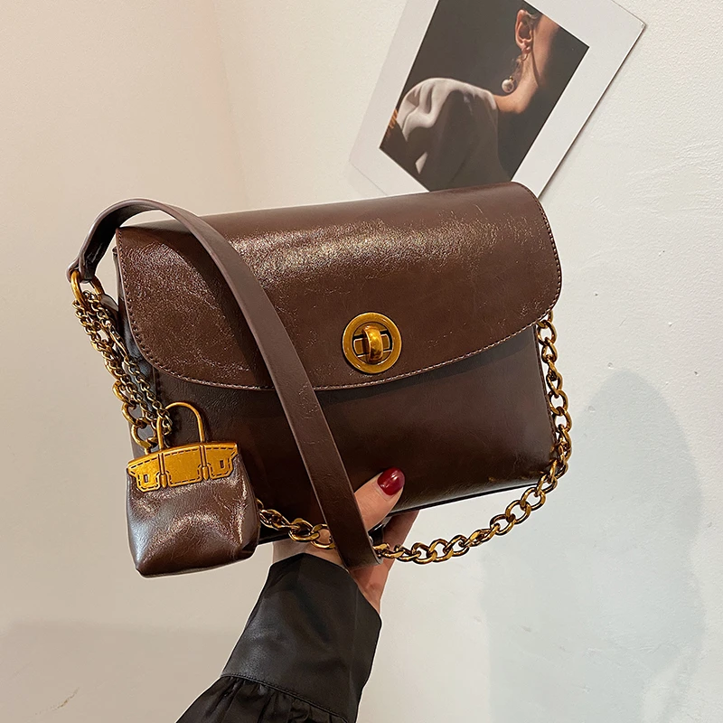 【18*24*8】高级轻奢质感简约手提斜挎女式包包6011咖色