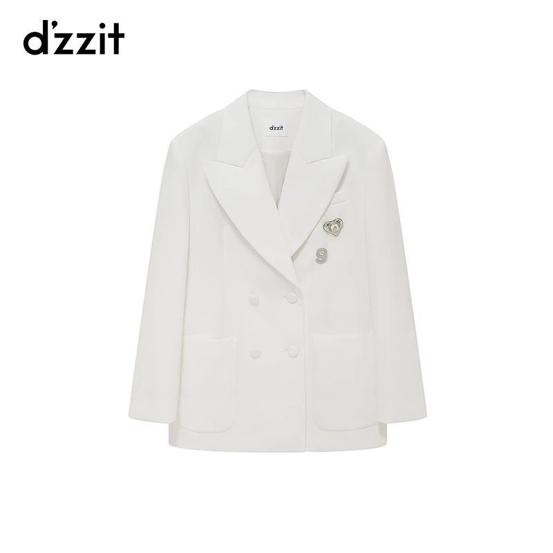 【专柜同款】dzzit地素西装春秋硬挺质感胸针枪驳领外套女3H1F522