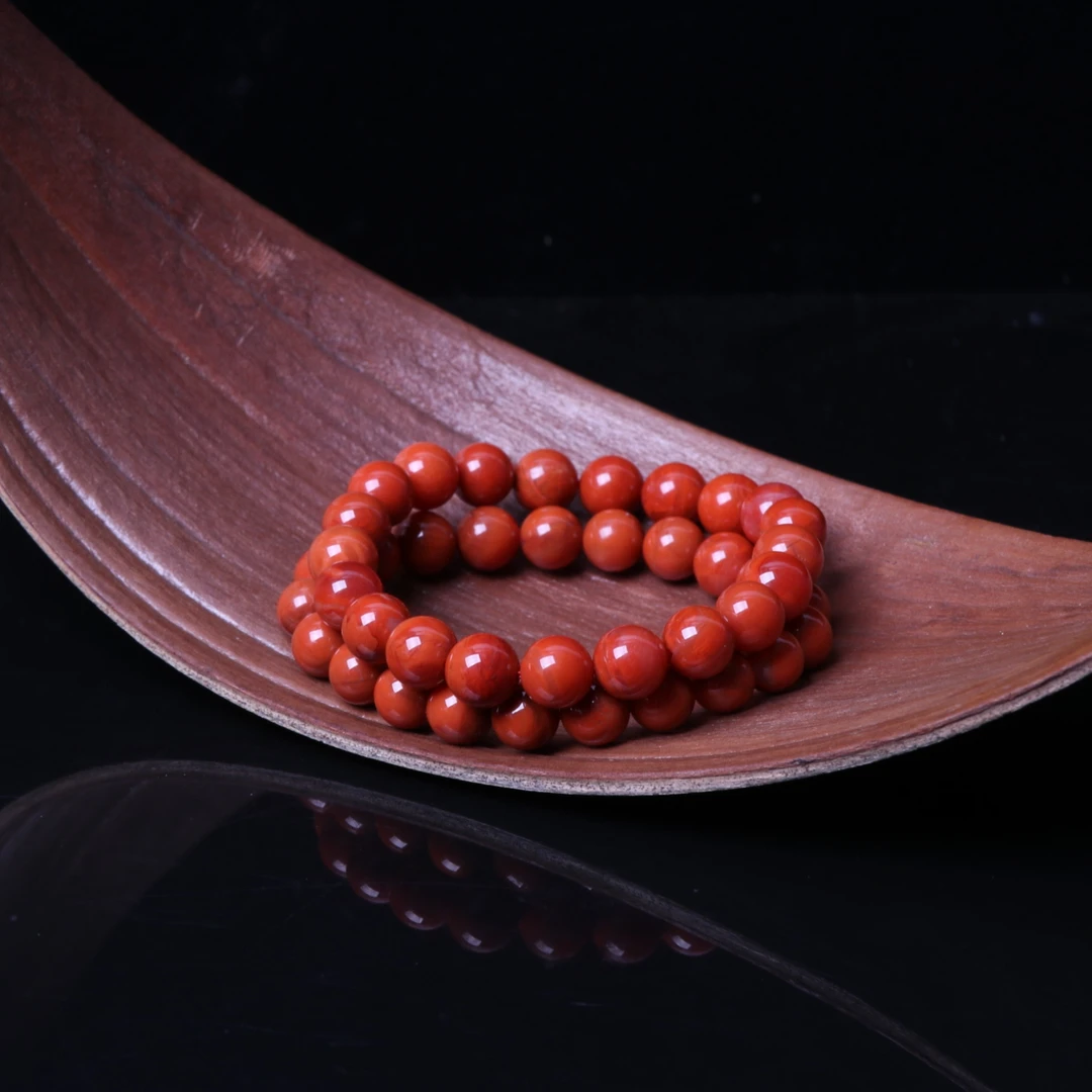 高品精美南红玛瑙9mm左右圆珠手串一条n588（多样性发其一）