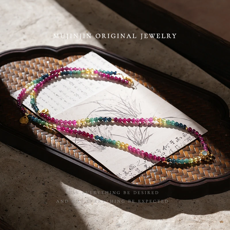 【木槿槿】天然碧玺颈链——TT1163女款轻奢百搭女士简约精美手工