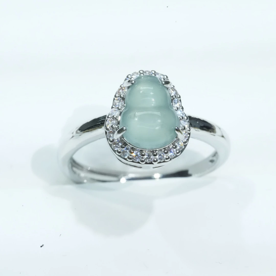 天然A货翡翠葫芦戒指多样性发一个开口戒气质时尚精美轻奢美